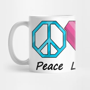 Peace, Love, and Pride design in LGBT Rainbow pride flag colors Mug